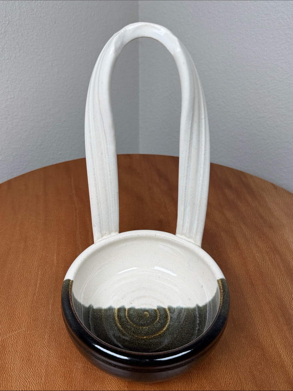 Handmade Art Pottery Ceramic Standing Spoon Rest Cottagecore Farmhouse white
